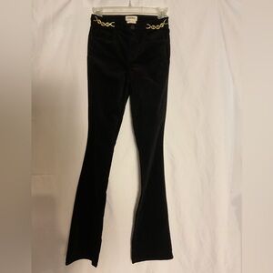 L'AGENCE Stevie black velvet jeans w/gold tone chain accents size 23